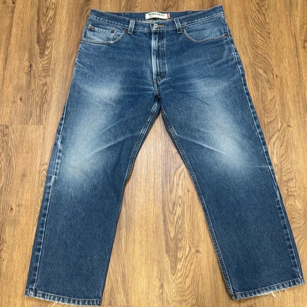 Levis 505 Regular Fit Mens Jeans 38x32 Medium Wash Blue Straight Leg Denim